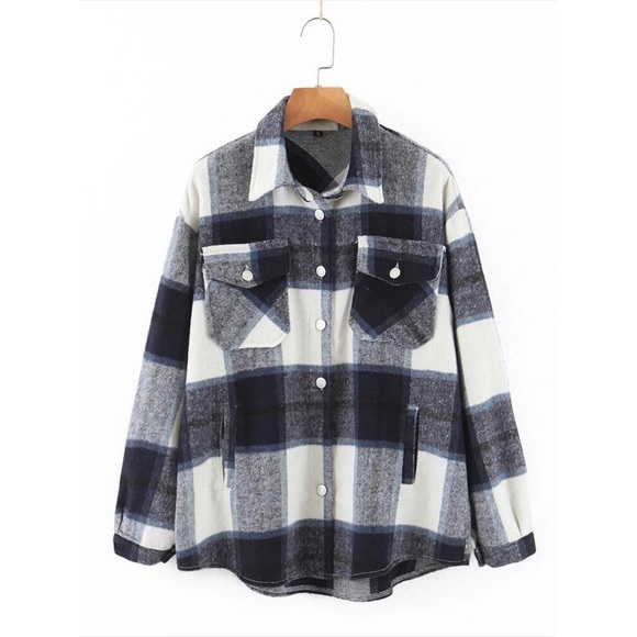 PLUS Plaid round hem shacket button up jacket - Picture 7 of 15